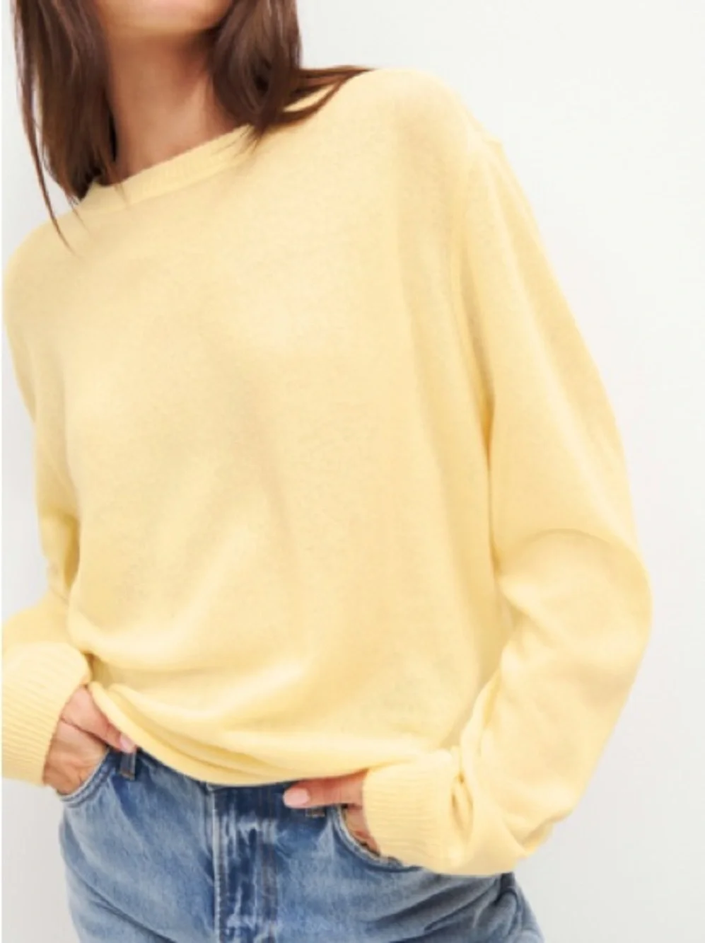 Reformation Boyfriend Cashmere Sweater Crewneck Sweater in Yellow NWOT